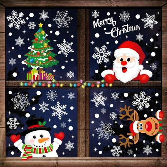 10 Sheets 315 pcs Double-Sided Removable Stickers Snowflake Reindeer Santa Claus - Picture 1 of 6